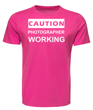 Load image into Gallery viewer, CAUTION Photographer WORKING Adult Unisex T-Shirt
